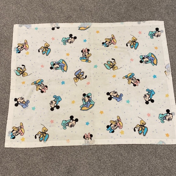 Vintage Dundee Baby Mickey Mouse Pastel Flannel Blanket Nylon